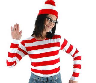 Wheres Waldo Wenda Long Sleeve Pullover Shirt Adult Costume LARGE/XL 