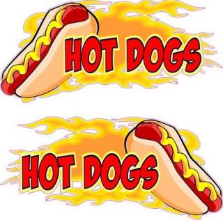 Two 14 Hot Dog Flame Concession Trailer Cart Decal Set