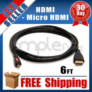   High Speed HDMI Micro Cable 3D Cell Phone 1080p HTC Evo 4G 6 FT