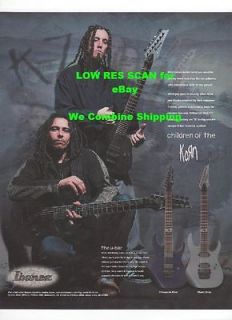   of the KORN Head + Munky Picture Ibanez K 7 Guitar Rare Vers Promo AD
