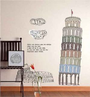 60*90CM Italy Tower of Pisa DECOR DECAL VINVY ART PVC Removable 
