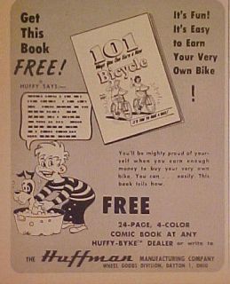 1952 HUFFY AMERICAN 101 Ways Bike Comic Book Huffman AD