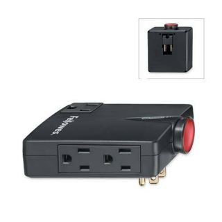 Fellowes Surge Protector, Wall Mount, 3 Outlet, 540 Joules, Black