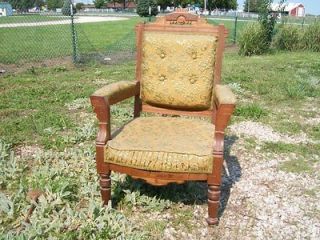 Victorian Walnut Upholstered Chair   1880s Antique Parlor Chair