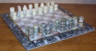Handmade Marble Chess Set with 10 Square board & Handcarved Pieces