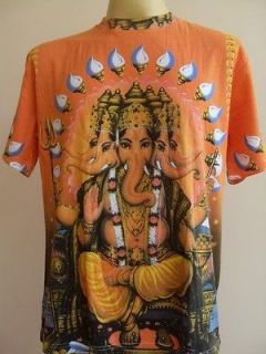 Ganesha Ganesh Men Rtro T Shirt OM Hindu India M L XL # orange