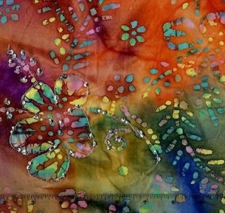 Orange Jewel Island Sequin Batik Fabric TEXTILE CREATIONS