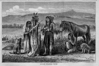 INDIANS SWAPPING WIVES, NOBLE RED MAN, ANTIQUE PRINT