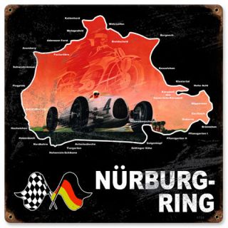 Nurburgring German road racing vintaged metal sign