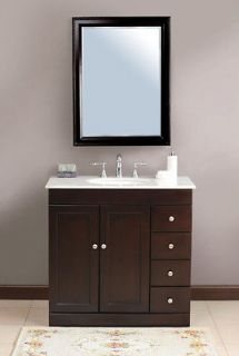 36 Transitional Single Sink Bathroom Vanity Cabinet Baltic Brown 
