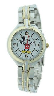   Mickey Mouse Womens 2 Tone Bracelet Watch with Moving Hands #MCK167