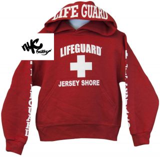 Lifeguard Kids Jersey Shore NJ Life Guard Sweatshirt Red Hoodie XS   L