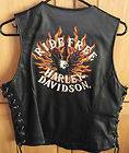 Harley Davidson Flame II Ride Free Leather Vest Large OR XS 98126 04VW