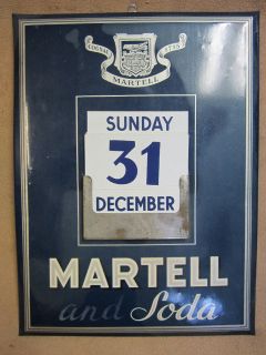   MARTELL and Soda Sign Calendar   Metal   liquor advertising display