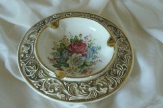 Capodimonte Floral Footed Ashtray