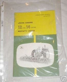 John Deere Tractor Antique Parts Book 12 14 Rotary Hoes
