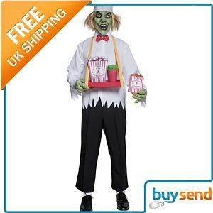 Mens Popcorn Zombie Halloween Fancy Dress Costume Med