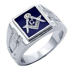 Mens Masonic Blue Lodge Mason CZ Ring Size 10