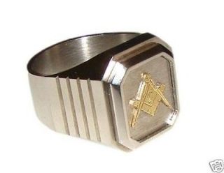 Ring Masonic E​xclusive in steel 316l   Gold 18 kt 