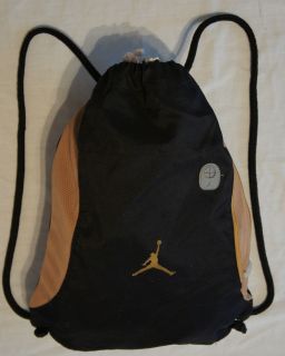 Michael Jordan Unisex Nylon Canvas Black Brown Drawstring Book Bag 