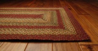   Hudson Sunset Red Green Jute Braided Area Rug Country Home Decor