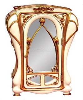 NEW Art Nouveau Miniature Mirrored Jewelry Armoire