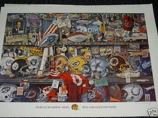 49ERS PACKERS COLTS 20 X 30 UNSINGNED LITHOGRAPH PRINT