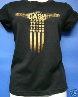Johnny Cash W/Flag Jr. Babydoll Style T Shirt New Small