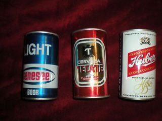 old beer cans Huber Tecate Genesee Light pull tab SS