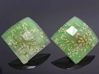   Green Lucite Crystal Floral Pattern Lady Fashion Jewelry Stud Earrings