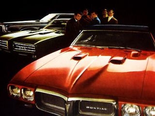 1969 PONTIAC FIREBIRD 400 GTO GRAND PRIX   print AD/poster/sign HOODS 