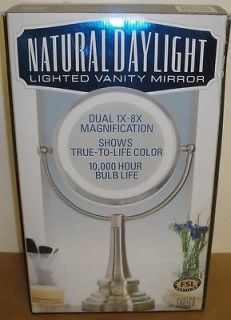 NEW IN BOX Sunter Natural Daylight Lighted Vanity Mirror 1X to 8X 