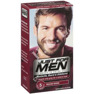 Just For Men , Mustache & Beard Brush In Color Gel, Meduim Brown, 1 ct 