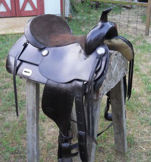 King series 16 inch western trail saddle used, black leather NW Ind.