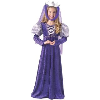 Renaissance Queen Child Costume Medieval Princess Velvet Dress Hat M L 
