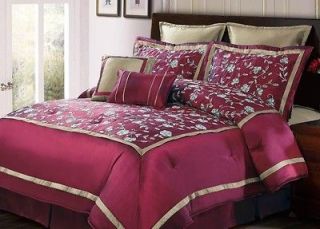 Bedding burgundy comforter queen