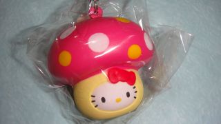 Kitty Mashroom PINK SQUISHY squeeze toy strap mascot phone food 