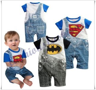 Baby/Toddler Boy Short Sleeves Super or Bat Heros Costume One piece 3 