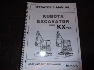 KUBOTA KX71 3 EXCAVATOR OPERATORS MANUAL
