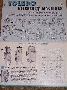 Vtg Toledo Scale Kitchen Machines Brochure Mixer/Peeler