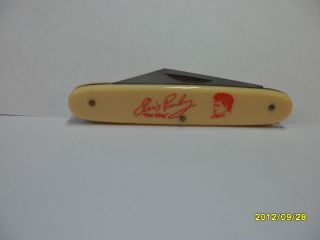 ELVIS (THE KING) NOVELTY KNIFE IN RED 31/2 LONG CLOSED JF