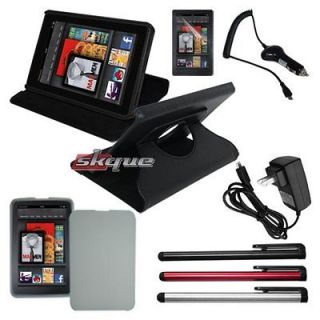   bundle Rotate Leather Case Charger Skin for  Kindle Fire 2