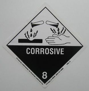 CORROSIVE Label warning danger sticker DECAL Sign NEW one cent white 