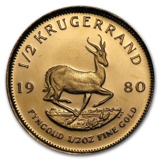 oz Gold South African Krugerrand Coin   Random Year   .5 oz