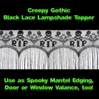 Gothic Black Lace~SKULL LAMPSHADE COVER DOOR TOPPER VALANCE~Halloween 