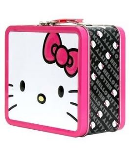 NEW LOUNGEFLY HELLO KITTY FACE PINK BLACK METAL LUNCH BOX CONTAINER 