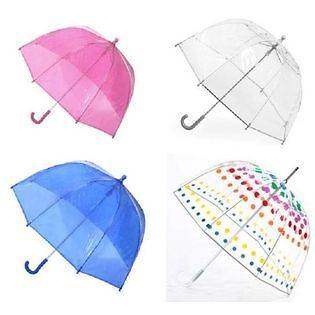 totes ISOTONER KIDS BUBBLE UMBRELLA CLEAR, PINK, CLEAR WITH DOTS, BLUE