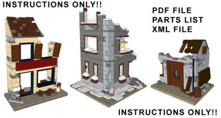 Lego Custom 3 WWII WW2 Ruined Buildings   INSTRUCTIONS ONLY Includes 