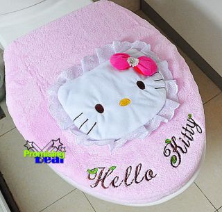 Super Cute Hello Kitty 3D Lace Soft Bathroom Toilet Seats & Toilet Lid 
