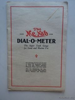 1926 McNab Dial O Meter Pressure Dial Marine Ship Depth Gauge Catalog 